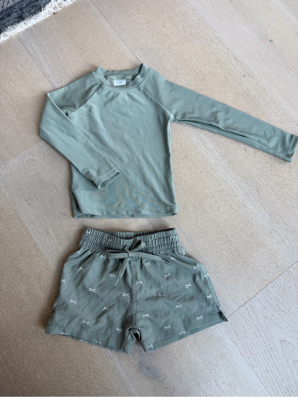 Jamie Kay Sage Green Long Sleeve Rashguard & Dragonfly Swim Shorts